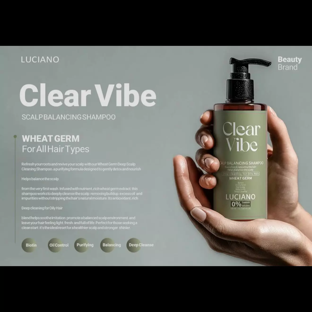 شامپو تنظیم کننده چربی کف سر لوچانو clear vibe shampoo luciano