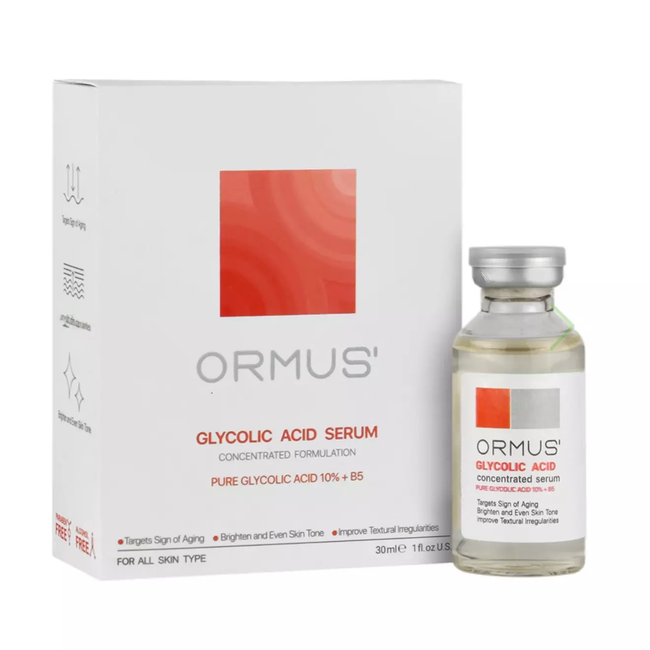 سرم گلایکولیک اسید 10% اورموس مدل کنسانتره حجم 30 میل