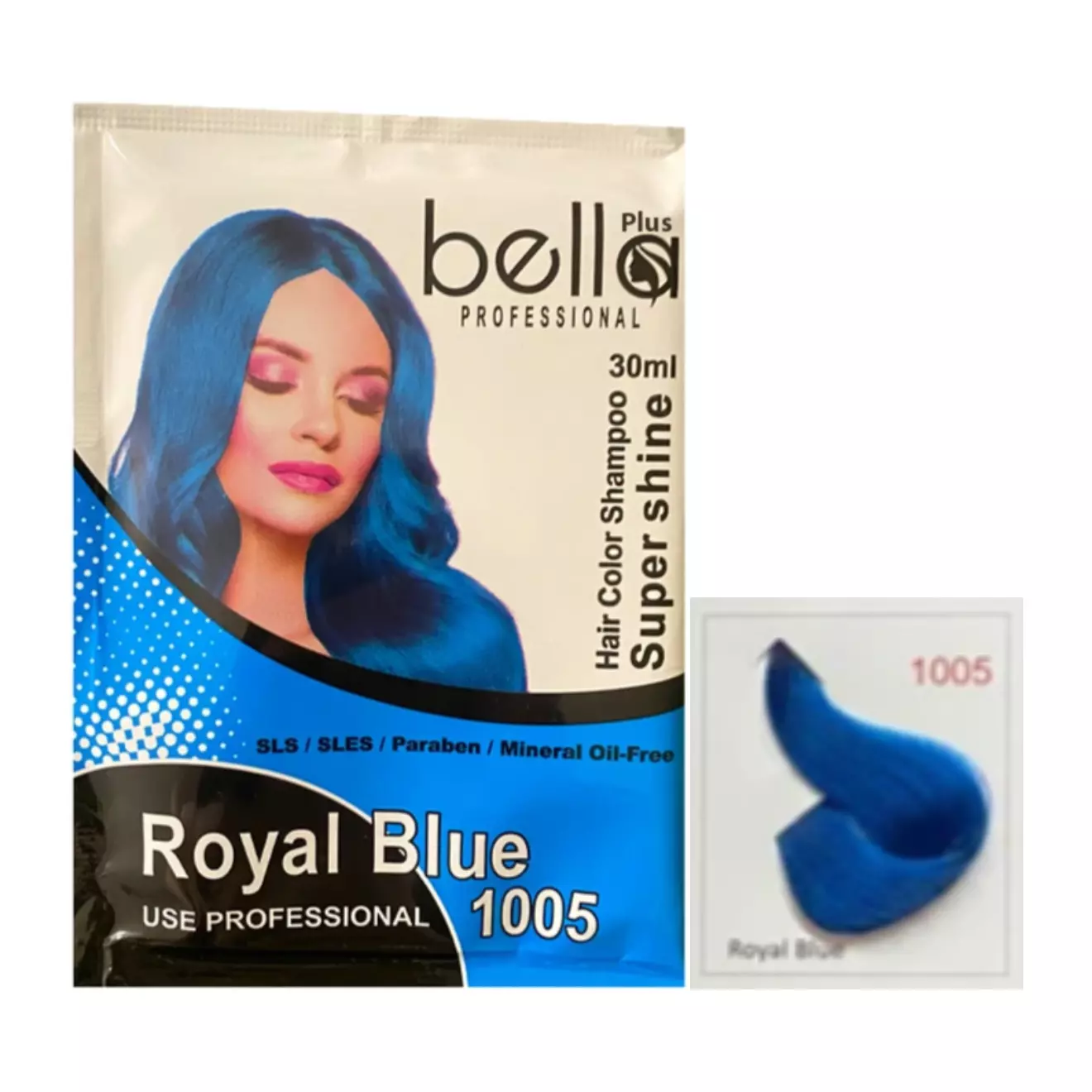شامپو رنگ مو ساشه ای bella 1005 royal blue