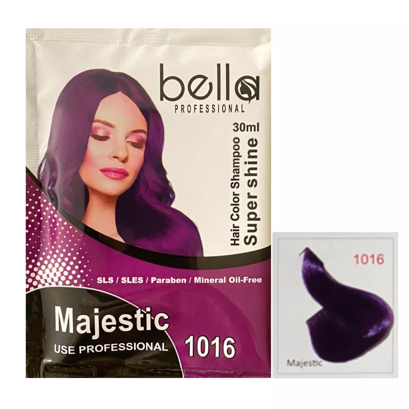 شامپو رنگ مو ساشه ای bella 1016 majestic