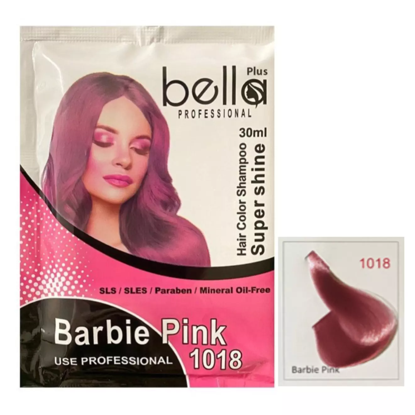 شامپو رنگ مو ساشه ای bella 1018 barbie pink