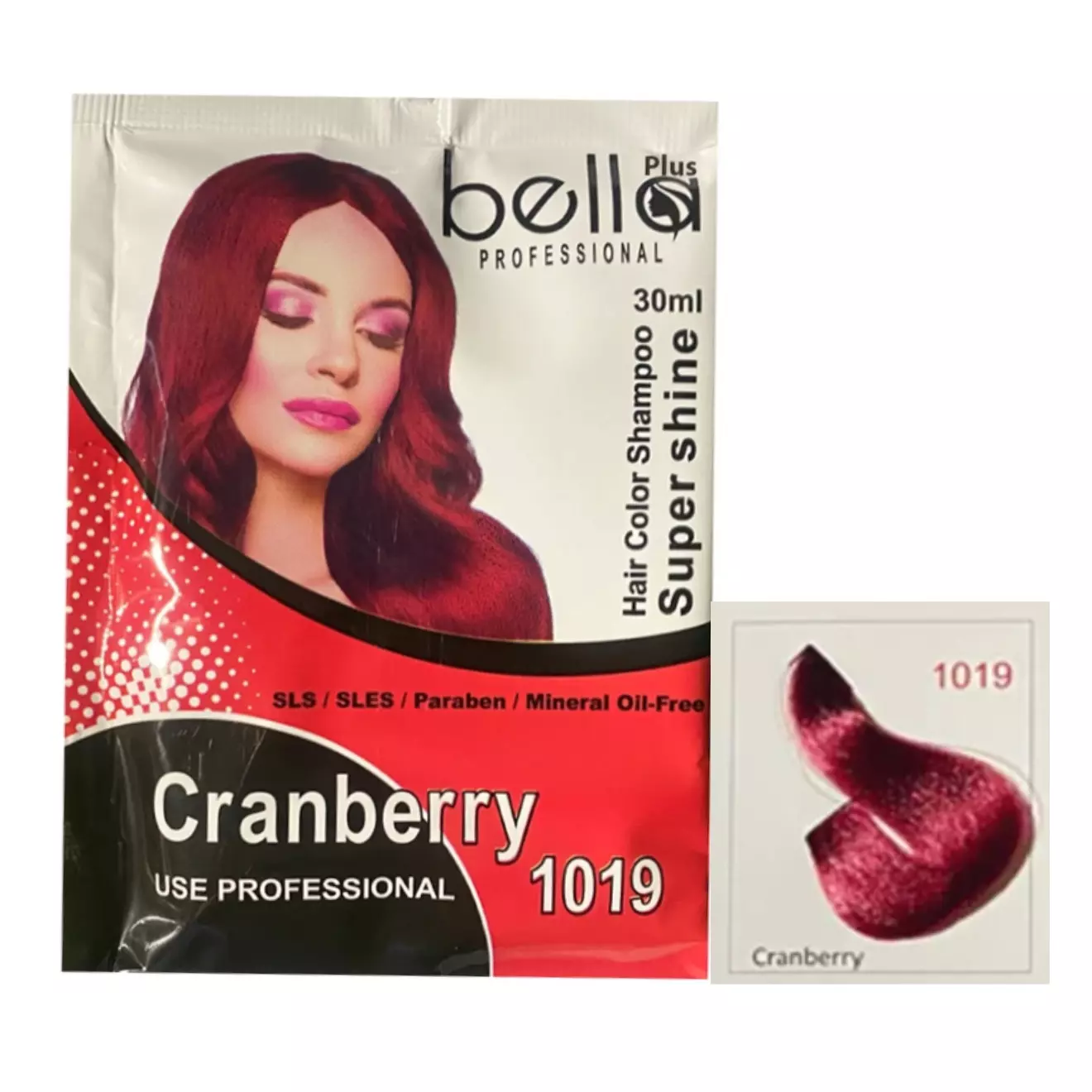 شامپو رنگ مو ساشه ای bella 1019 cranberry