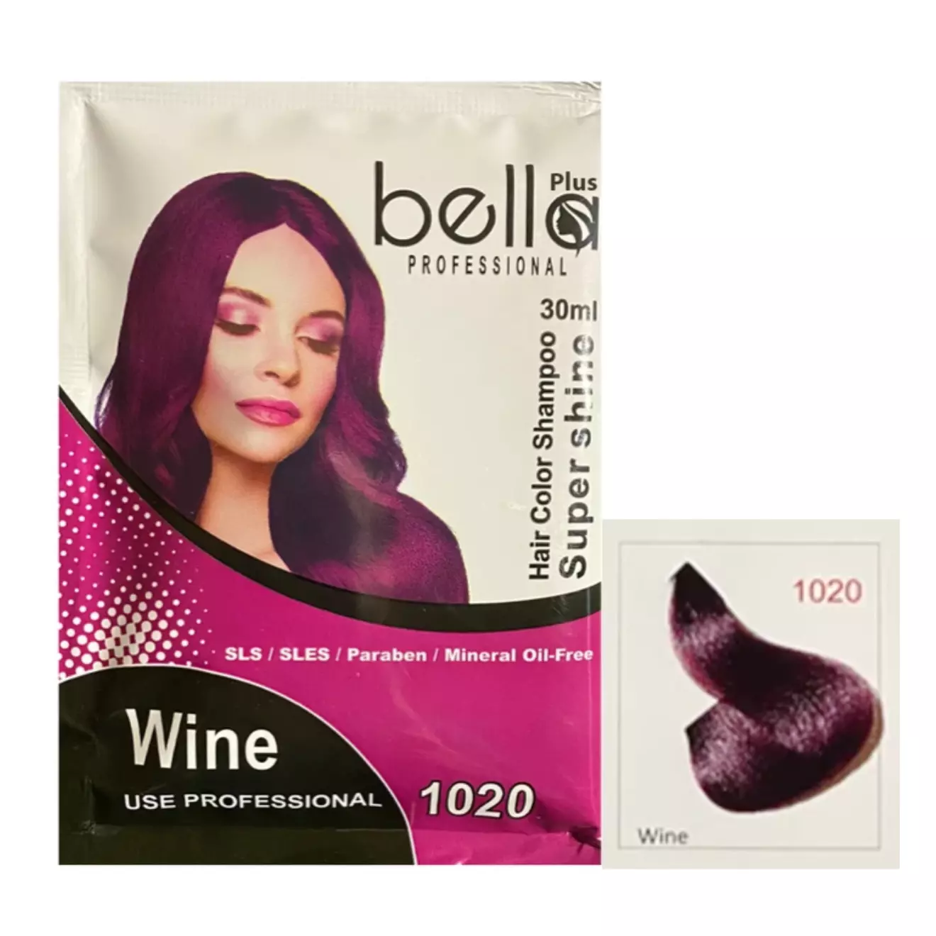 شامپو رنگ مو ساشه ای bella 1020 wine