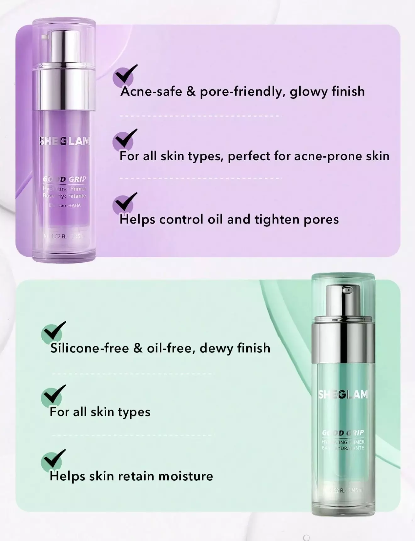 پرایمر بنفش شیگلم مدل Good Grip Primer Blueberry+AHA