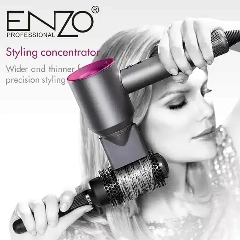 سشوار حرفه ای انزو پروفیشینال با طراحی دایسون رنگ سیلور صورتی Enzo Professional dy-888