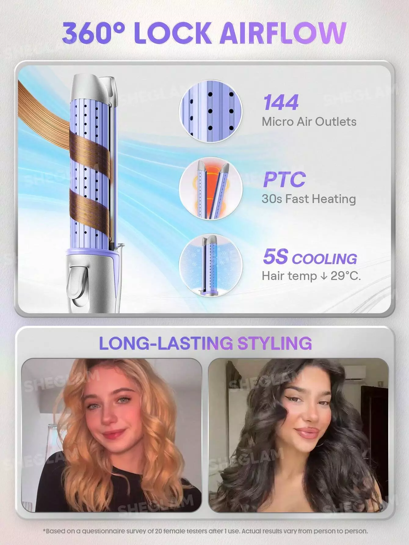 دستگاه حالت دهنده سه کاره مو شیگلم با جریان هوا Cool Lock Airflow