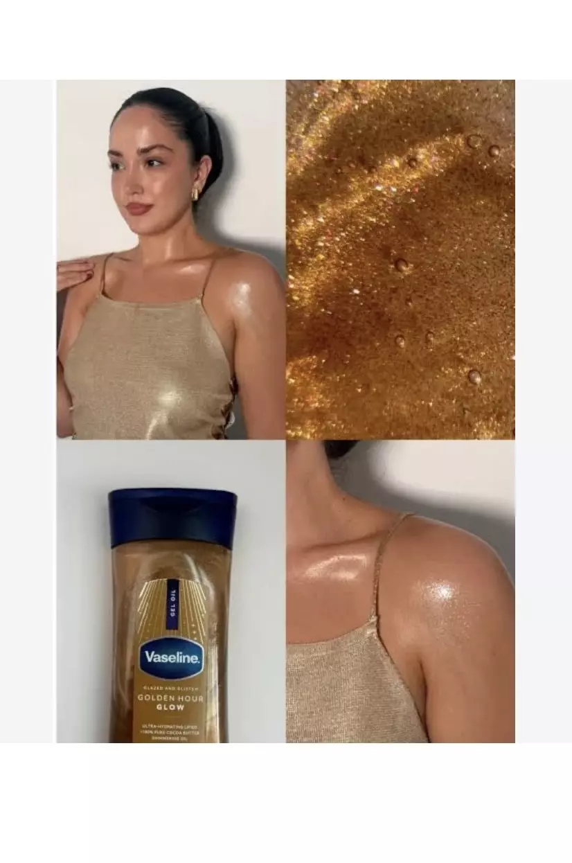 روغن بدن شاین وازلین Vaseline Glazed & Glisten Sunlit Glow Body Gel Oil