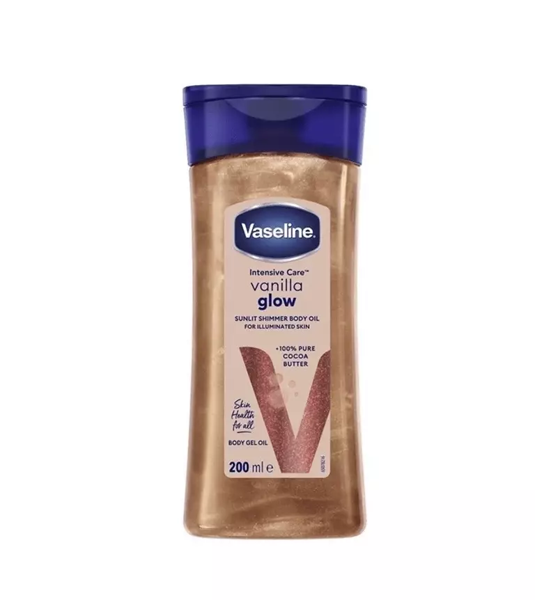 روغن ژلی وازلین مناسب بدن حاوی شاین مدل Vanilla Glow Shimmer حجم 200 میلی لیتر