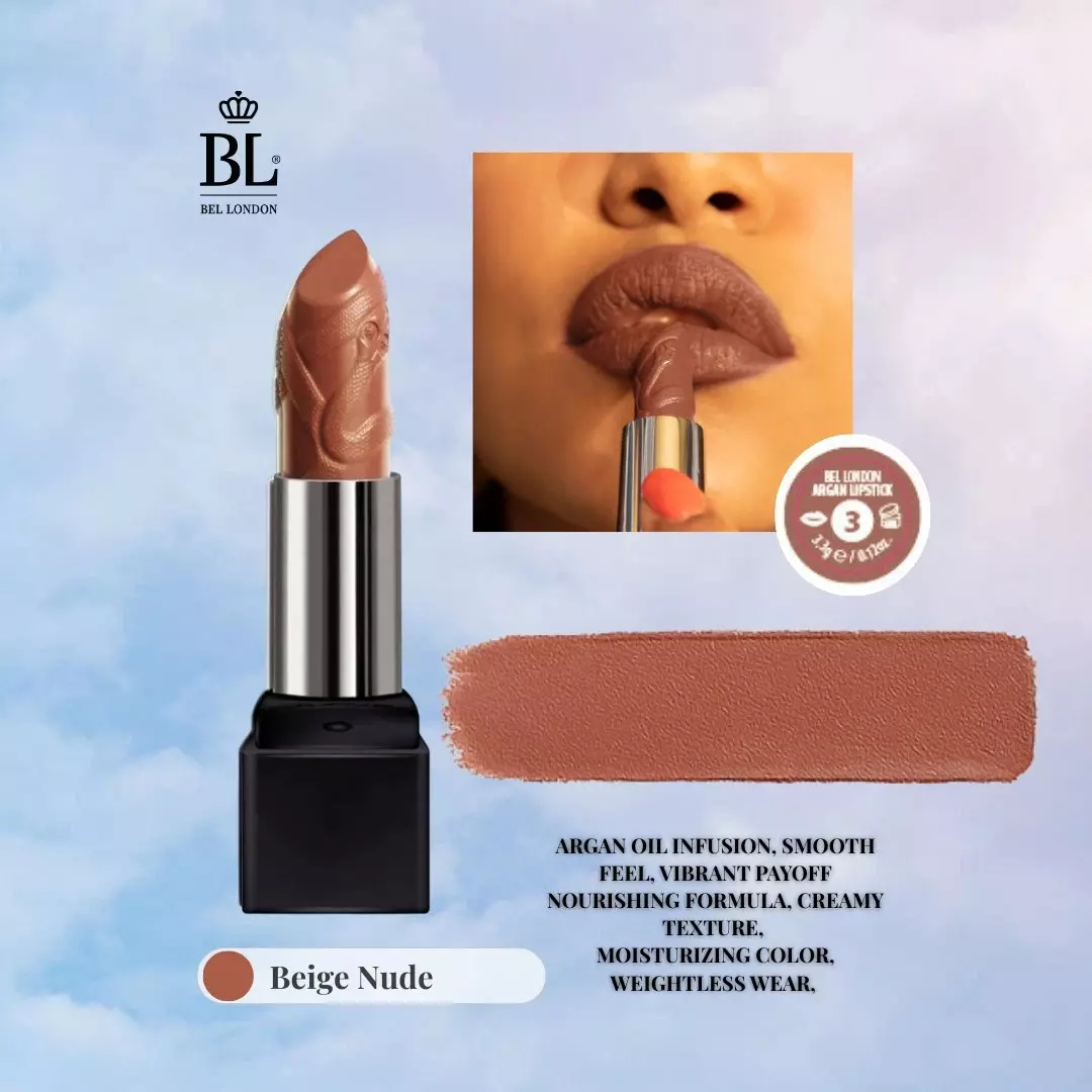 رژلب جامد بل لندن حاوی روغن آرگان شماره 03 Bel london