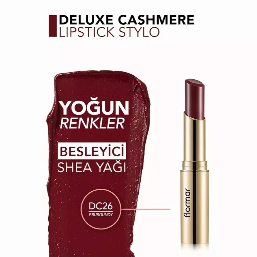 رژلب جامد فلورمار مدل Deluxe Cashmere شماره DC 26