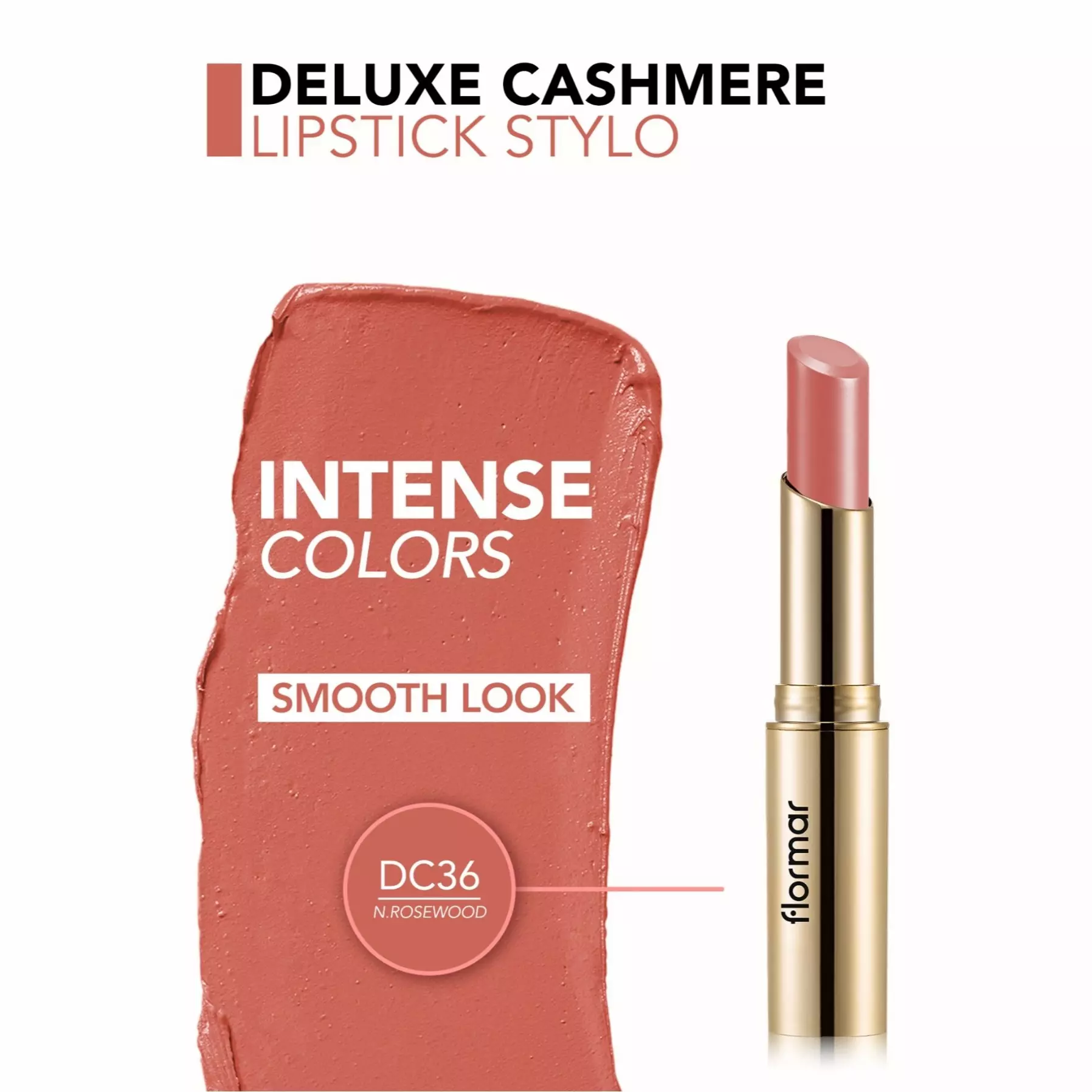 رژلب جامد فلورمار مدل Deluxe Cashmere شماره DC 36